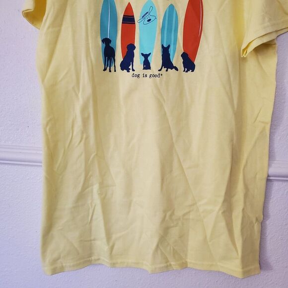 Dog Is Good T-shirt Live Life With Dog Yellow Surf Beach Mens Size Medium New - Picture 6 of 14
